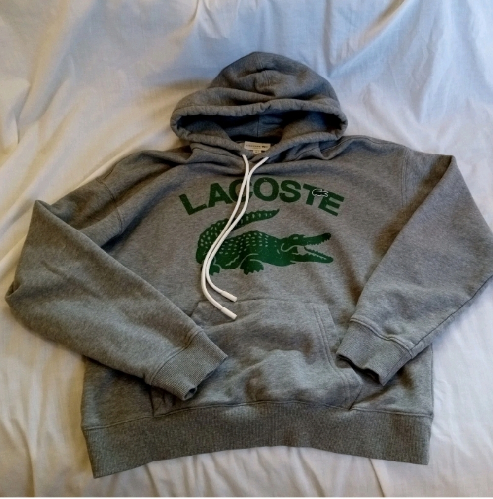 Men's Lacoste Gray Sweatshirt with Green Crocodile